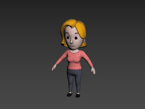 Cartoon Female Character Rigged 004 Modelo 3D