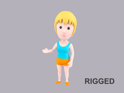 Cartoon Female Character Rigged 005 3D-Modell