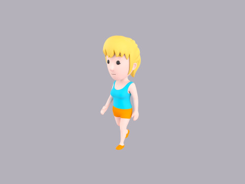Cartoon Female Character Rigged 005 3D Model