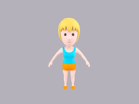 Cartoon Female Character Rigged 005 3D Model