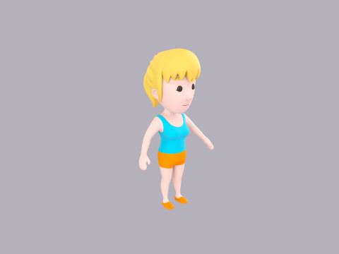 Cartoon Female Character Rigged 005 3D Model