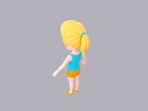 Cartoon Female Character Rigged 005 3D Model