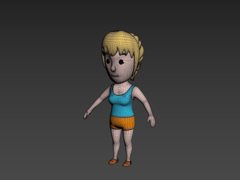 Cartoon Female Character Rigged 005 3D Model