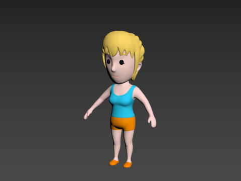 Cartoon Female Character Rigged 005 3D Model
