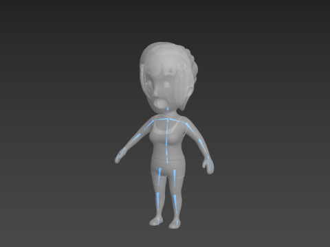 Cartoon Female Character Rigged 005 3D Model