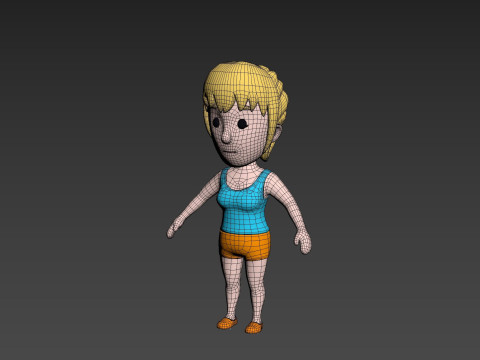 Cartoon Female Character Rigged 005 3D Model