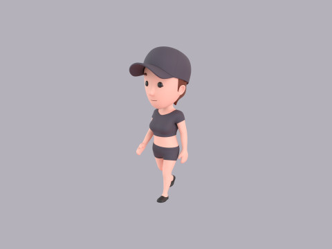 Cartoon Female Character Rigged 006 3D Model