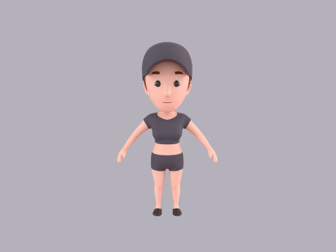 Cartoon Female Character Rigged 006 3D Model