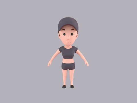 Cartoon Female Character Rigged 006 3D Model