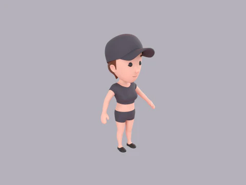 Cartoon Female Character Rigged 006 3D Model