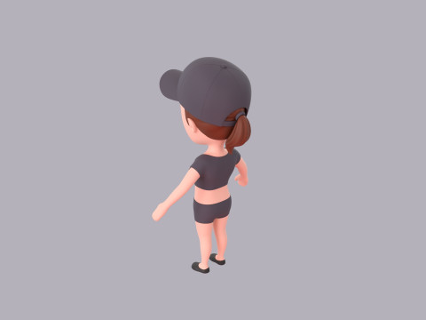 Cartoon Female Character Rigged 006 3D Model