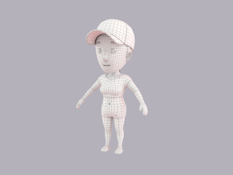 Cartoon Female Character Rigged 006 3D Model