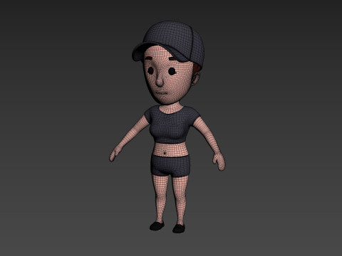 Cartoon Female Character Rigged 006 3D Model