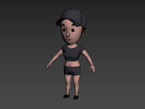 Cartoon Female Character Rigged 006 3D Model