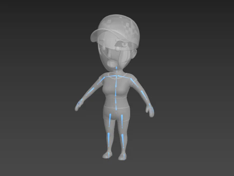 Cartoon Female Character Rigged 006 3D Model