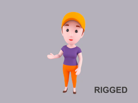 卡通女性人物 Rigged 007 3D 模型