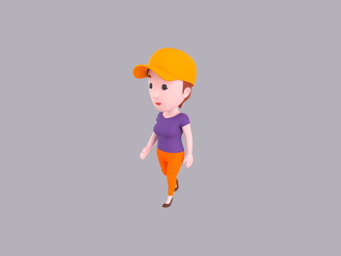 Cartoon Female Character Rigged 007 3D Modell