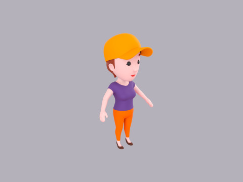 Cartoon Female Character Rigged 007 3D Modell