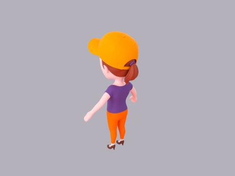 Cartoon Female Character Rigged 007 3D Modell