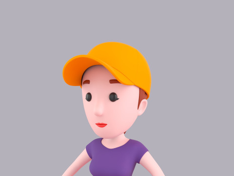 Cartoon Female Character Rigged 007 3D Modell