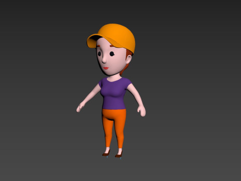Cartoon Female Character Rigged 007 3D Modell