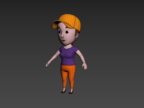 Cartoon Female Character Rigged 007 3D Modell