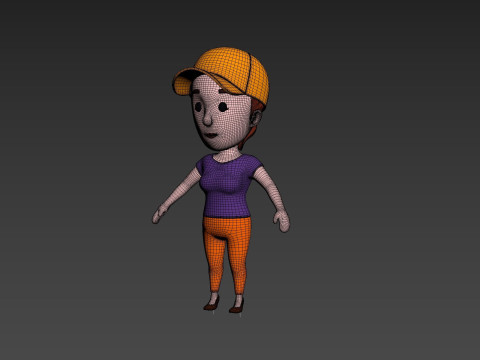 Cartoon Female Character Rigged 007 3D Modell