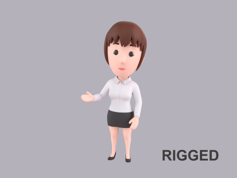 Cartoon Female Character Rigged 008 3D 모델