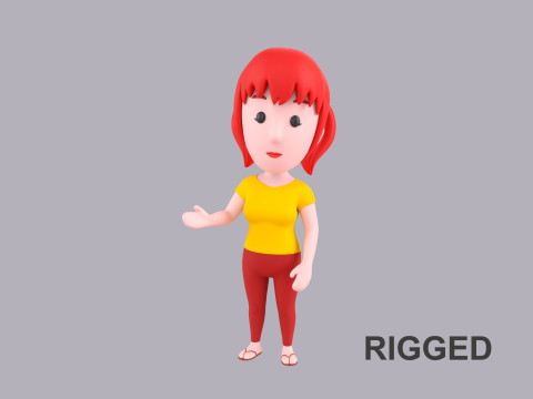 Cartoon Female Character Rigged 009 3D Model