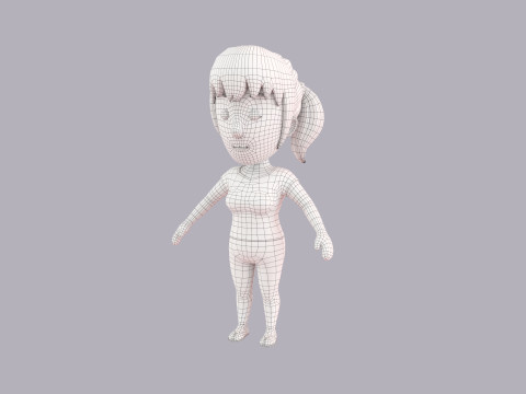 Cartoon Female Character Rigged 009 Model 3D