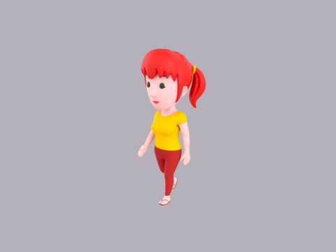 Cartoon Female Character Rigged 009 Model 3D