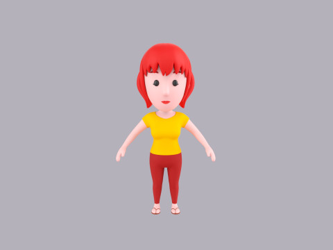 Cartoon Female Character Rigged 009 Model 3D