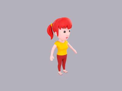 Cartoon Female Character Rigged 009 Model 3D