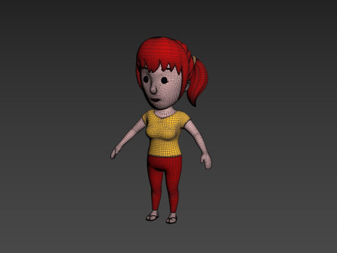 Cartoon Female Character Rigged 009 Model 3D
