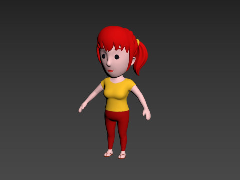 Cartoon Female Character Rigged 009 Model 3D