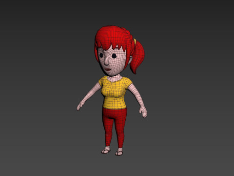 Cartoon Female Character Rigged 009 Model 3D