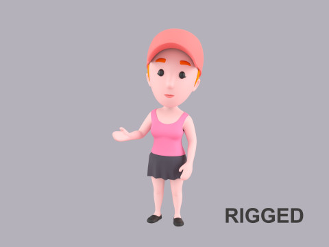 Cartoon Female Character Rigged 010 Modelo 3D