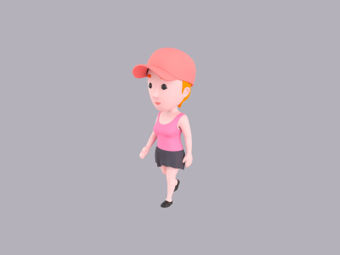 Cartoon Female Character Rigged 010 3D 模型