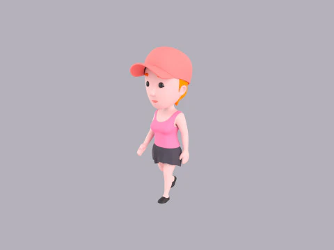 Cartoon Female Character Rigged 010 3D Model