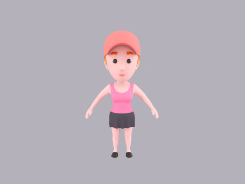 Cartoon Female Character Rigged 010 3D Model