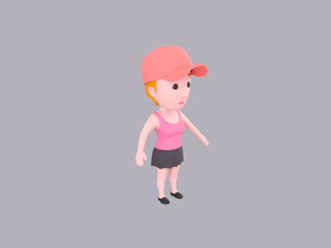 Cartoon Female Character Rigged 010 3D Model