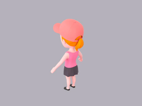 Cartoon Female Character Rigged 010 3D Model