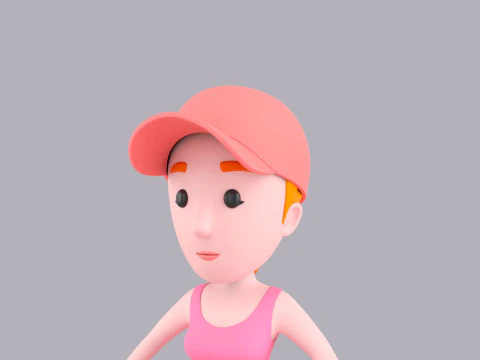 Cartoon Female Character Rigged 010 3D Model