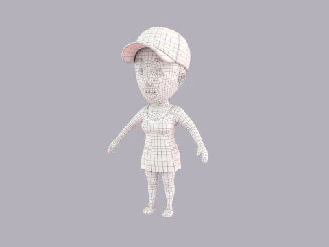 Cartoon Female Character Rigged 010 3D Model