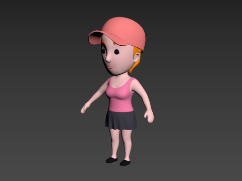 Cartoon Female Character Rigged 010 3D 模型