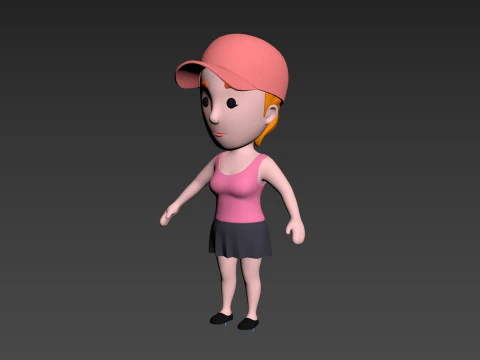 Cartoon Female Character Rigged 010 3D Model