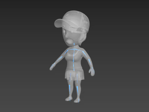 Cartoon Female Character Rigged 010 3D Model