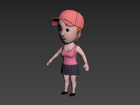 Cartoon Female Character Rigged 010 3D 模型