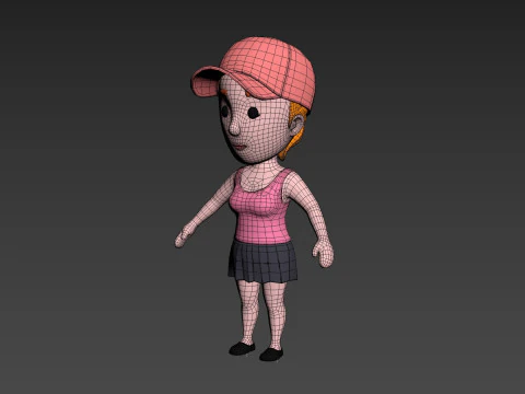 Cartoon Female Character Rigged 010 3D Model