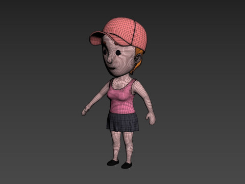 Cartoon Female Character Rigged 010 3D 模型